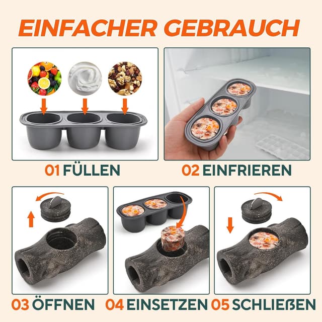 Detalle de AUSCAT Freezebone interaktives Hundespielzeug zum Befüllen & Einfrieren (Baumstumpf-Form)