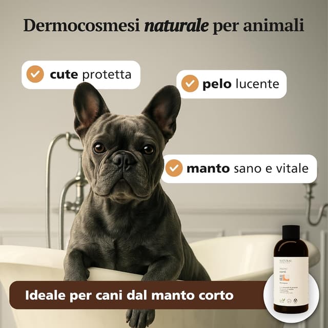 Detalle 2 de Natural Derma Pet Shampoo per Cani Pelo Corto 200 ml: delicato sulla cute, 100% vegan