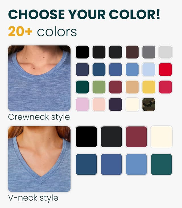 Detalle de Merino.tech 100% Merino Wool Women’s Short-Sleeve Base Layer T-Shirt and Hiking Socks Set