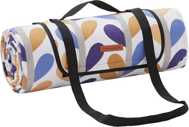 Detalle de SONGMICS Coperta Picnic 200 x 200 cm pieghevole con strato impermeabile e motivo a foglie (GCM87CU)