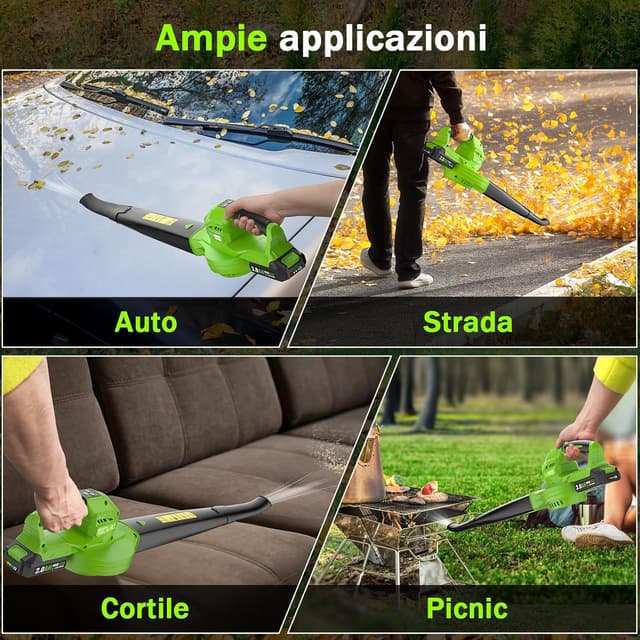 Thumbnail 6 de Soffiatore 20V 2×2.0Ah leggero 1,4 kg 🍃