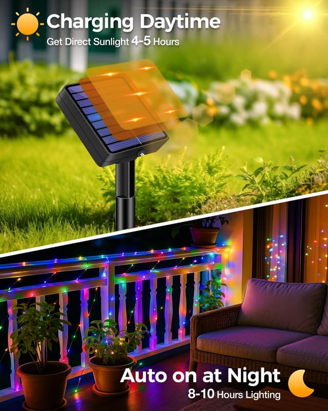 Detalle 2 de bitjam 2er Set Solar Lichterkette außen (5 m, 50 LEDs) – IP65, 8 Modi, Timerfunktion