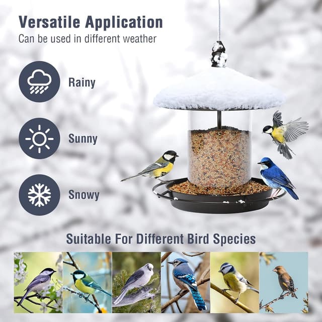 Detalle de Youvip Metal Roof Bird Feeder (Chew-Proof) for Outdoor Hanging Wild Bird Seeds, Bronze