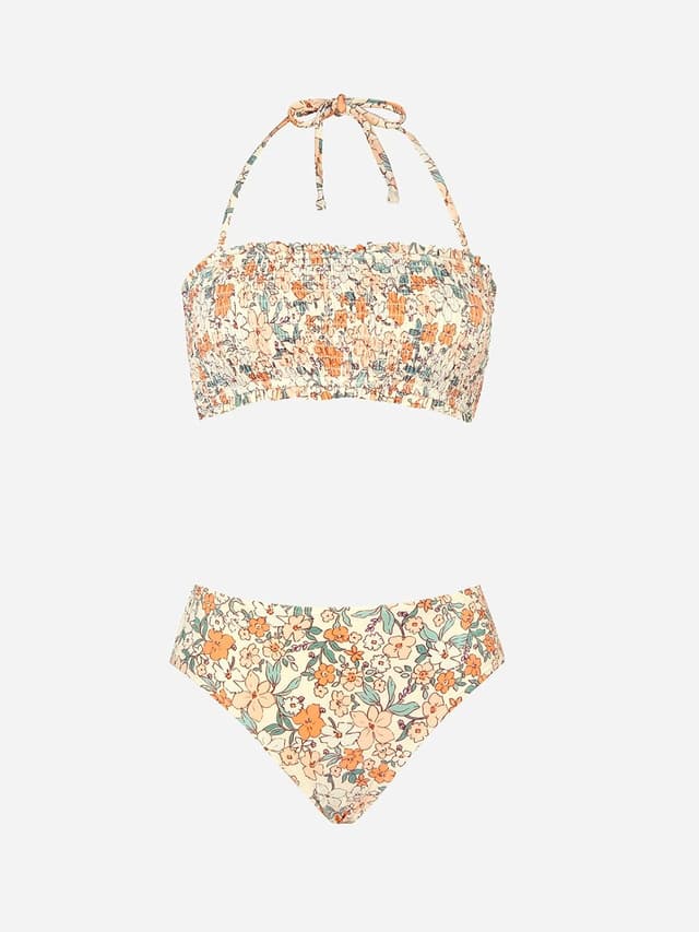 Detalle de Bikini 2 pièces CUPSHE : haut bandeau à nouer dans le dos et bretelles amovibles, bas taille mi-haute