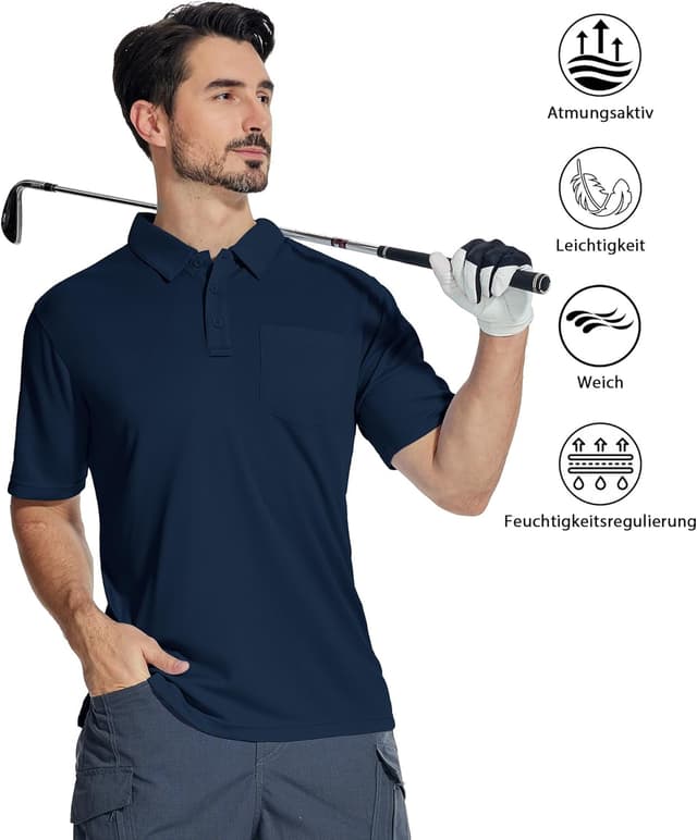 Detalle 2 de SwissWell 2 pezzi polo uomo manica corta estiva traspirante per golf e tennis