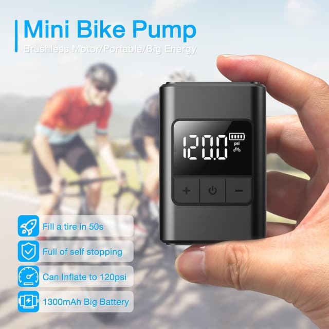 Thumbnail 4 de Mini Electric Bike Pump 120 PSI portable pump