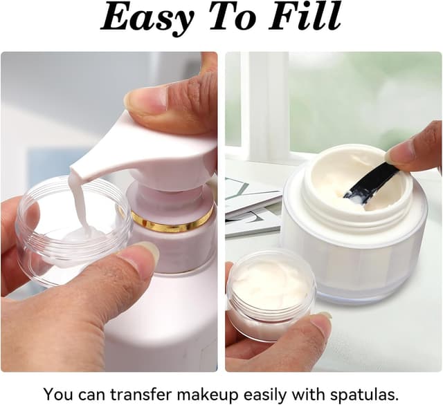 Detalle de GAUATO 12 Stück Mini Cremedosen 5 ml (PET) mit Deckel – transparente Tiegel zum Befüllen