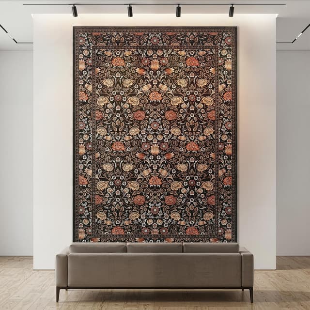 Thumbnail 2 de GarveeHome Brown Vintage Floral 8x10 Rug