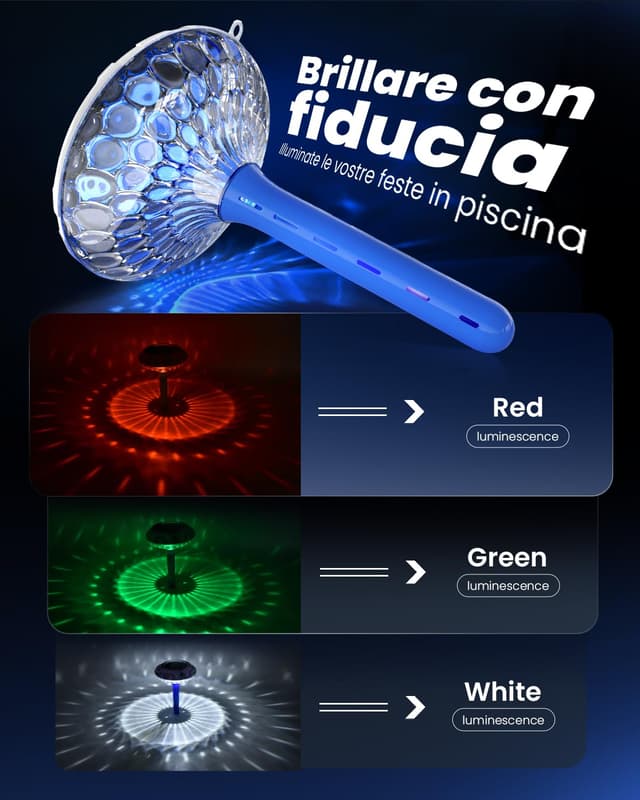 Detalle 2 de Luce solare per piscina con doppio display LCD e termometro galleggiante impermeabile IPX7