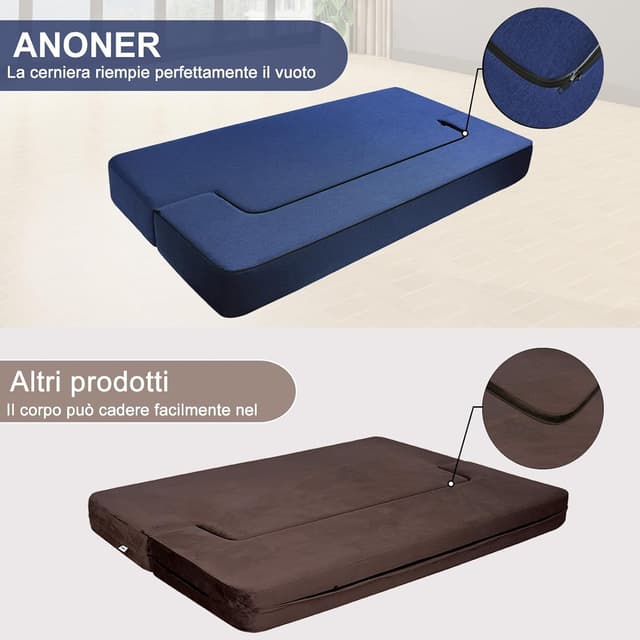 Thumbnail 6 de ANONER Divano Pieghevole Letto in cotone e memory foam 50D, blu scuro