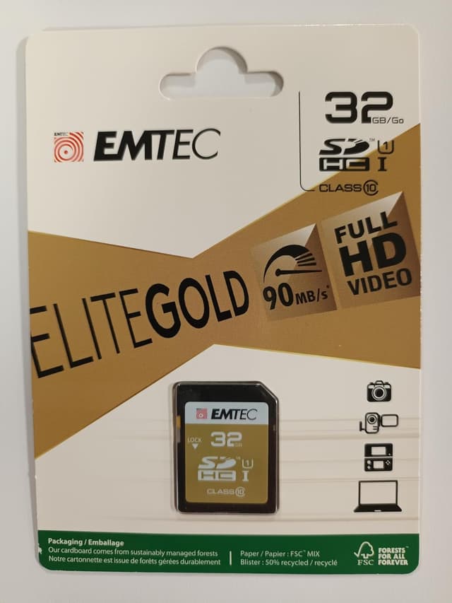 Detalle de Emtec 32 GB Class 10 Gold SDHC Speicherkarte (Klasse 10, bis zu 90 MB/s) – für Kamera & HD-Camcorder