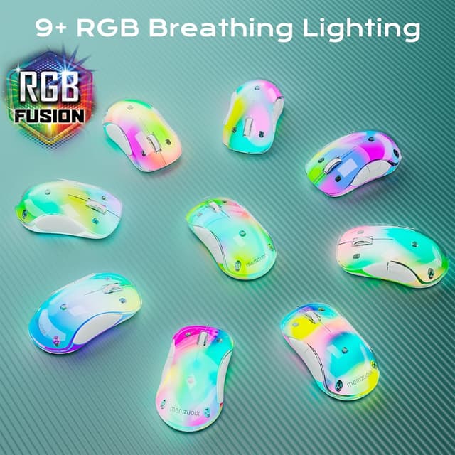 Detalle de memzuoix LED Wireless Mouse (Green) – Rechargeable 2.4G optical mouse with RGB lighting