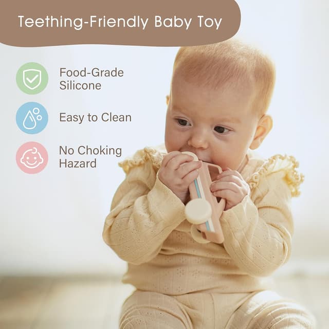 Detalle de Moonkie Roll & Go Auto Spielzeug-Set (3er Pack) aus Silikon, BPA-frei – für Babys ab 6 Monaten