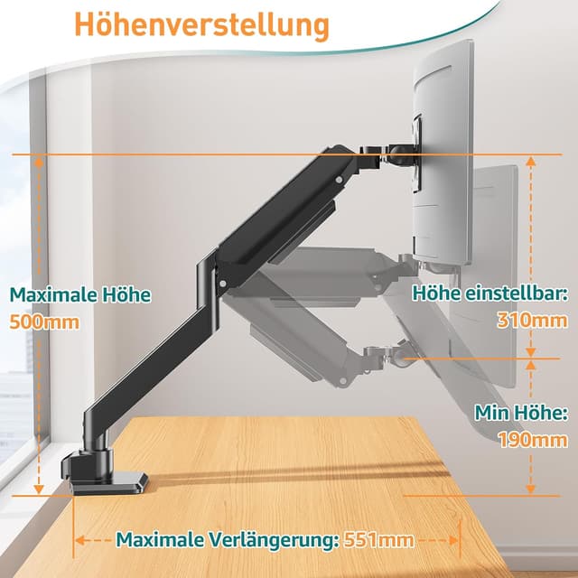Detalle 2 de ELIVED EV3227 Monitorarm für bis zu 49 Zoll
