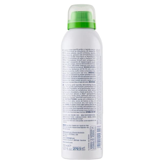 Detalle 2 de Rilastil Acnestil klärendes Anti-Unreinheiten Körperspray mit Niacinamid, Glykolsäure & Mandelsäure (150 ml)
