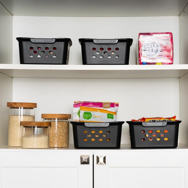 Thumbnail 7 de Iris Ohyama Panier d'étagère, Plastique, Noir, 5L, Lot de 6