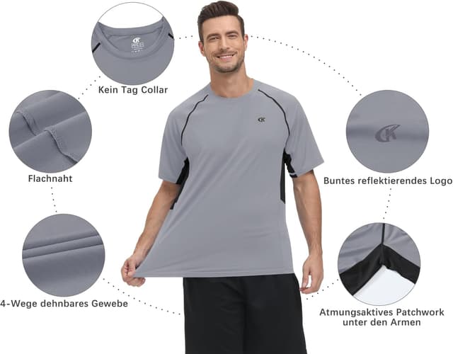 Thumbnail 6 de Huayuzh Herren UV-Rashguard-Shirt – Schnelltrocknendes Schwimm- und Surftop mit 4-Wege-Stretch