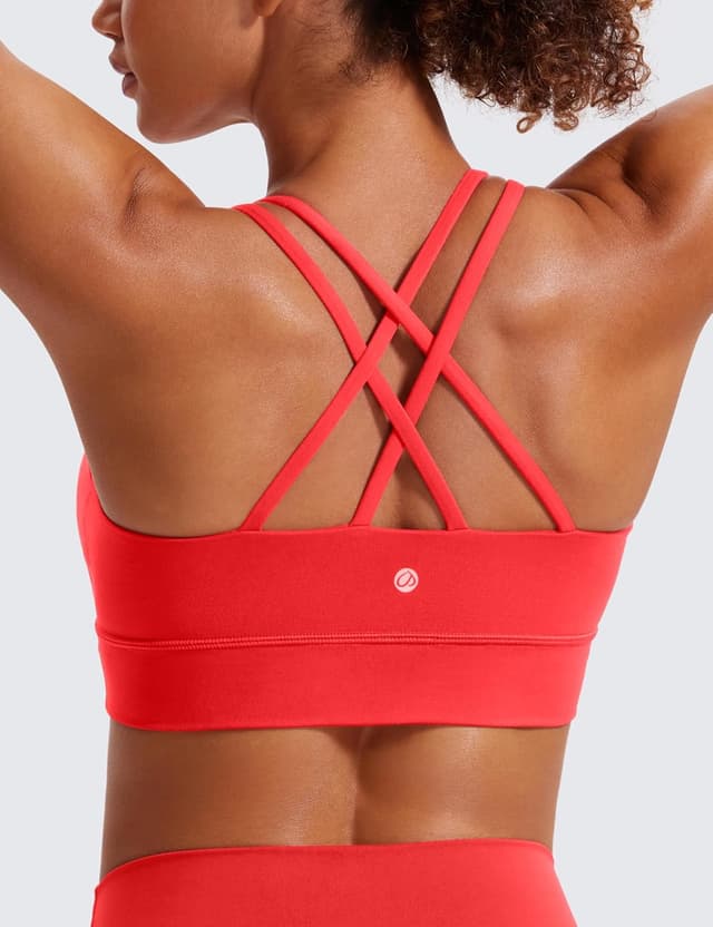 Detalle de CRZ YOGA Butterluxe : soutien-gorge de sport femme à bretelles croisées, bonnets moulés sans coussinets amovibles