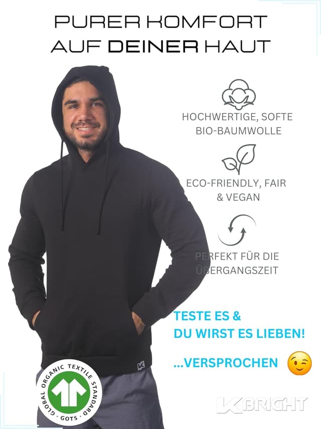 Thumbnail 2 de K-BRIGHT Hoodie Premium Kapuzenpullover Bio-Baumwolle