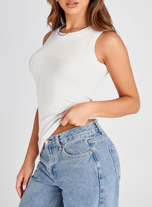 Thumbnail 3 de Dokotoo Women’s Ribbed Racerback Workout Tank Top with Thick Straps