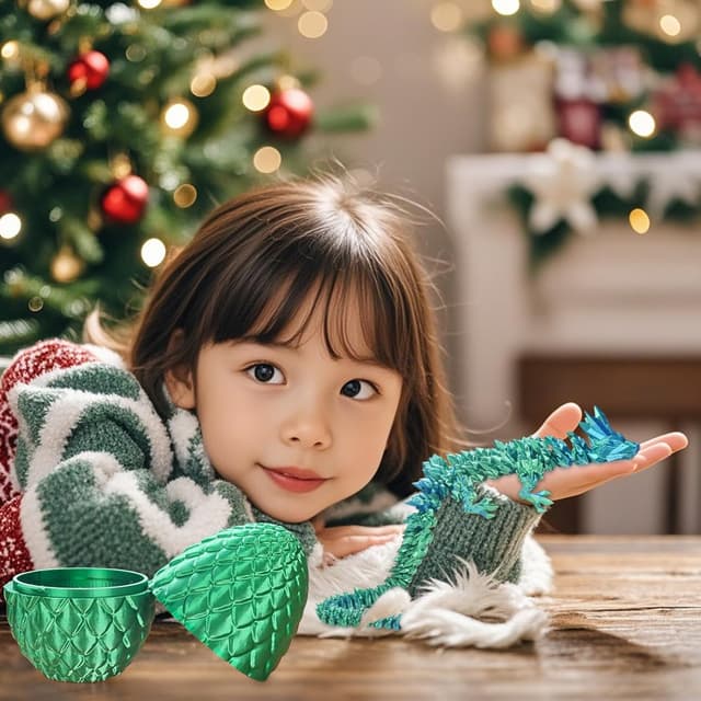 Detalle 2 de Surprise Dragon Egg with Dragon Inside 3D Printed Fidget Toy (Christmas Green, Small)