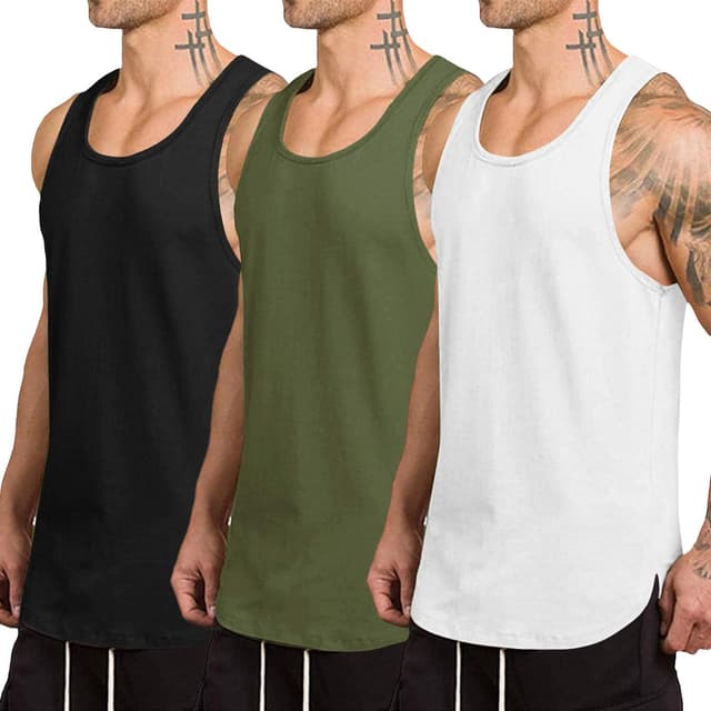 Detalle de COOFANDY Men’s 3-Pack Quick-Dry Workout Tank Top (Gym Muscle Tee)