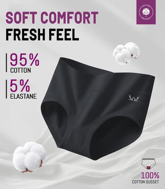 Detalle de TANSTC Women’s High Waist Cotton Knickers (Multipack of 5)