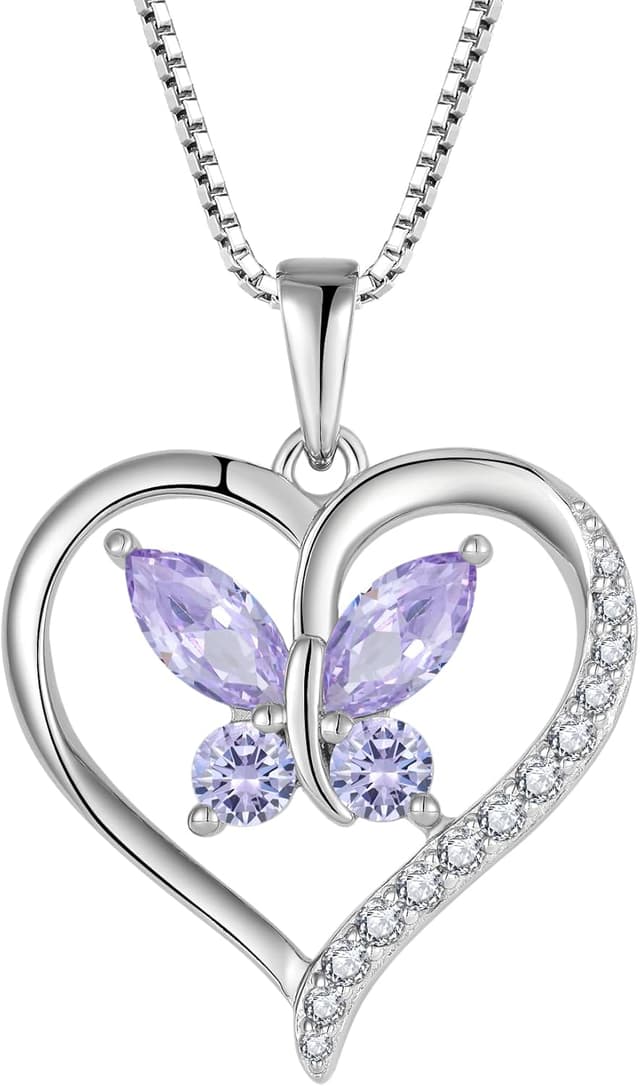 Thumbnail 6 de FJ Herz-Schmetterling-Kette für Damen aus 925 Sterling Silber mit Geburtsstein & Anhänger