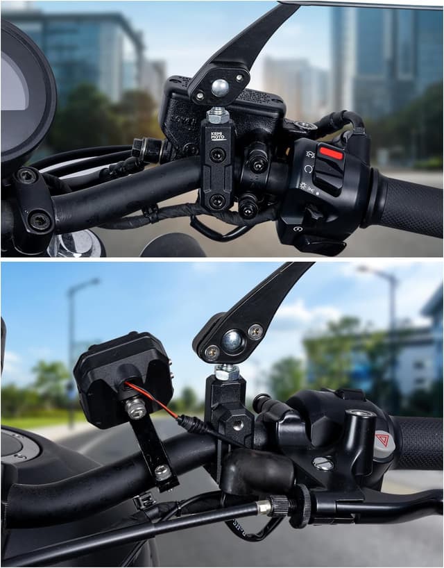 Thumbnail 6 de KEMIMOTO supporti specchietti moto 10 mm, 2 pezzi con morsetti adattatori per manubrio da 22 mm