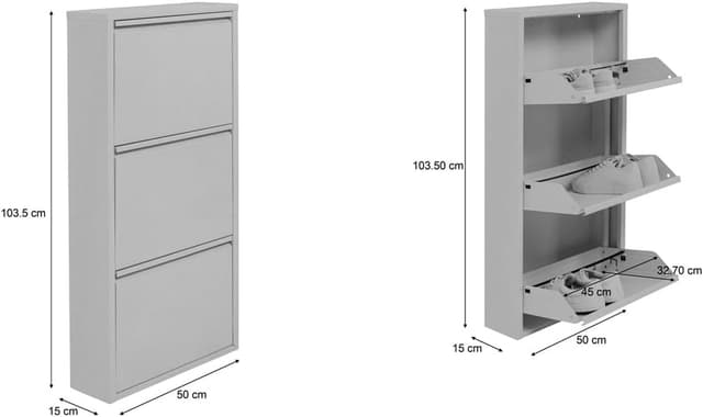 Detalle de Kare Scarpiera Caruso crema con 3 scomparti basculanti, fino a 6 paia
