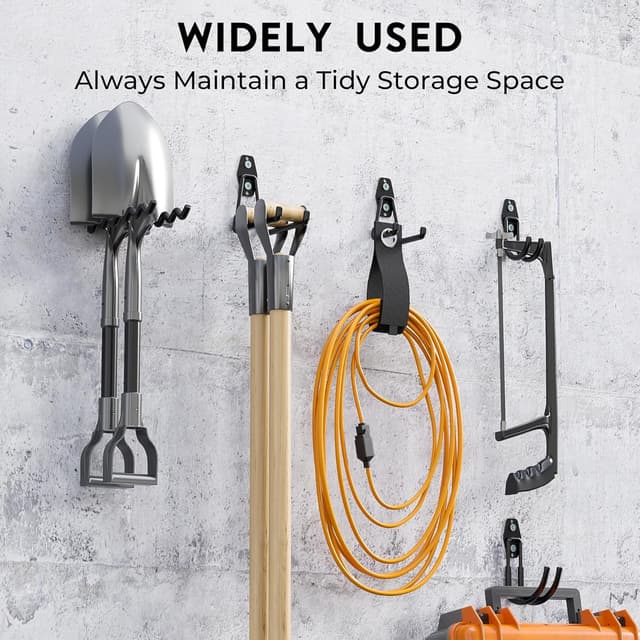 Detalle de BONTEC 16 Pack Black Garage Hooks – Heavy Duty Wall Mount Storage for Ladders, Tools and Bikes