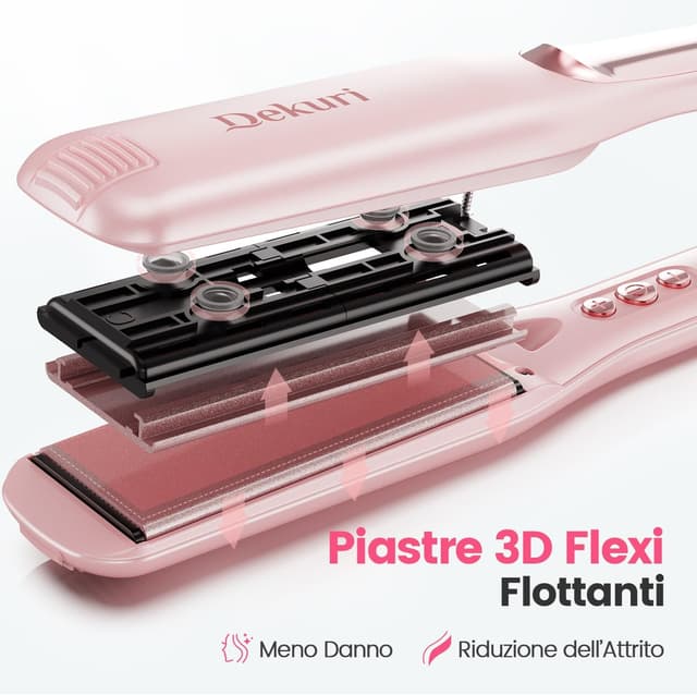 Detalle de Dekuri piastra per capelli lunga 42 mm in ceramica, 120–230°C con scorrimento senza attrito