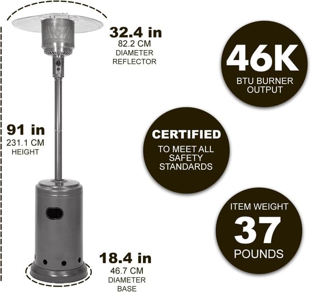 Detalle 2 de Amazon Basics 46,000 BTU Patio Heater