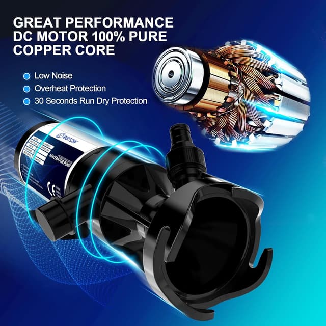 Detalle de RV Macerator Pump 12V 12GPM Self-Priming Waste Water Pump (Quick Release, 10FT Tubing)