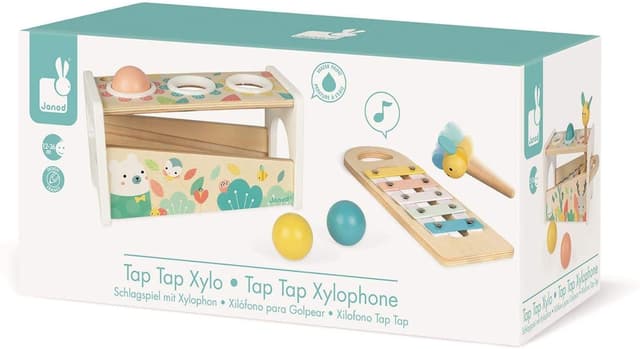 Detalle 2 de Janod Tap Tap Xylo Pure (J05155) : jouet en bois 2 en 1 d’éveil musical et d’adresse dès 1 an