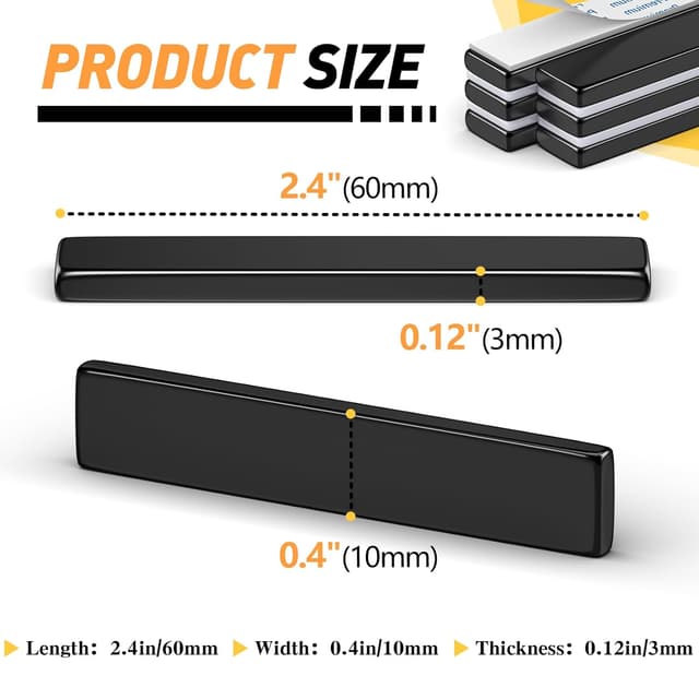 Thumbnail 6 de FINDMAG 12 Pack Strong Magnet (60 x 10 x 3 mm) with Double-Sided Adhesive Strips
