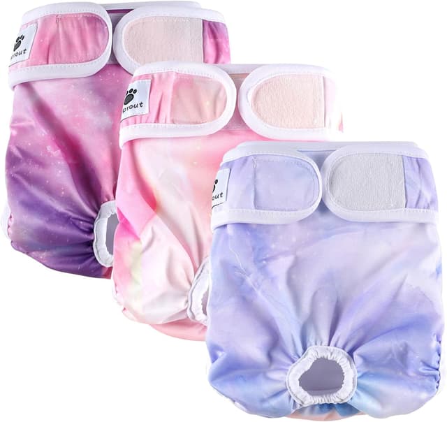 Detalle de Hisprout 3-Pack female dog diapers (reusable, washable, breathable) – highly absorbent incontinence pants, Size S (Nebula)