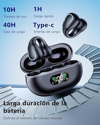 Detalle de Paekole Auriculares Inalámbricos Bluetooth 6.1 Open Ear con clip, 40H y micrófono ENC (IPX7)