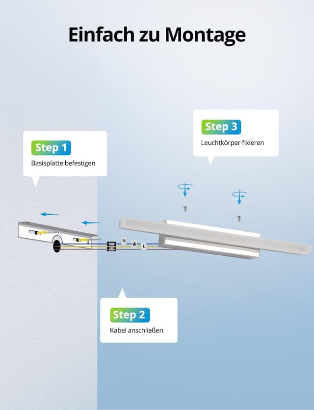 Thumbnail 6 de Yafido LED Spiegelleuchte Bad 40CM