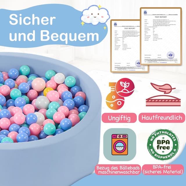Detalle 2 de Aunekiv Bällebad 90x30 cm, hellblau