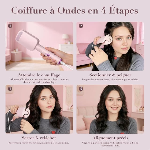 Detalle 2 de AISEELY Boucleur à cheveux 3 têtes 32 mm : grands boucles et ondulations avec 4 températures