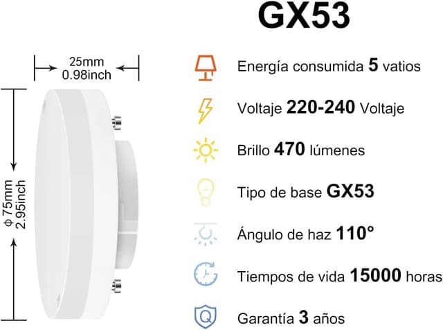 Thumbnail 1 de LVWIT Bombillas LED GX53 5W, Luz Calida, Pack de 4