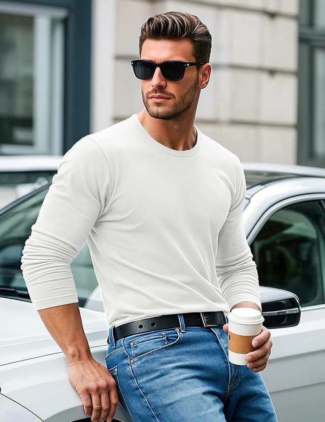 Detalle 2 de MAGCOMSEN Langarmshirt Herren aus Baumwolle – Longshirt mit Rundhals, Longsleeve für Freizeit und Alltag