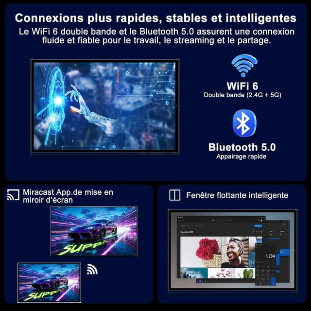 Detalle de Tablet 10 pollici Android 15 con Gemini AI e Gemini AI, 30GB RAM (espansione) 128GB + 2TB, WiFi 6, batteria 8000 mAh e custodia con tastiera-mouse