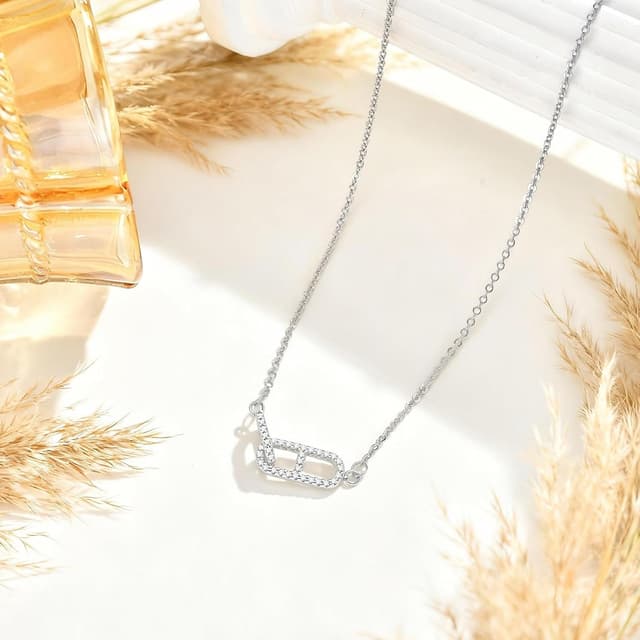 Detalle de VNOX Cubic Zirconia Infinity Necklace (Silver/Gold) with Adjustable 16"+2" Chain