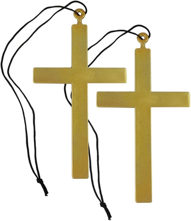 Detalle de com-four® Modeschmuck: Halskette mit Kreuz für Priester-, Pfarrer-, Bischof- oder Nonnenkostüm