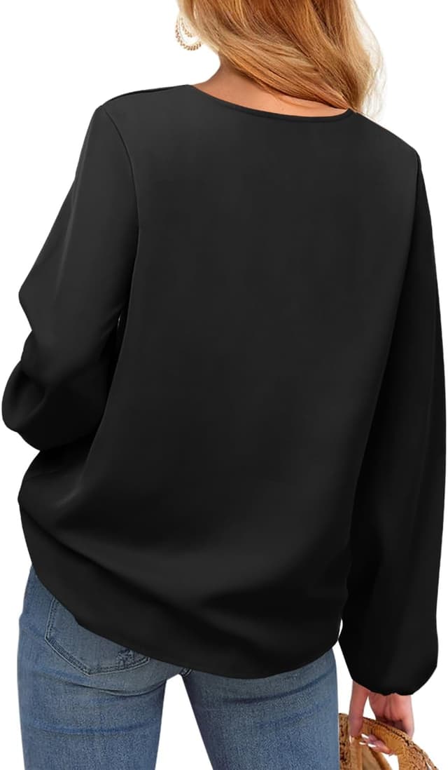 Detalle 1 de CHICZONE women’s V-neck long sleeve shirt — soft, breathable casual blouse