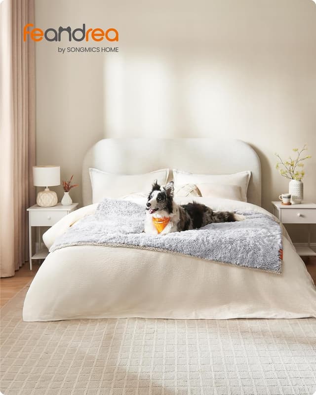 Detalle de Feandrea Couverture chien hydrophuge double face en peluche Sherpa XXL 152 x 127 cm (gris ombré) PPB006G01