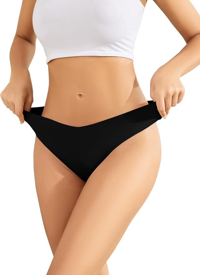 Detalle de VOENXE Nahtloser String Tanga Damen (5er-Pack) mit niedriger V-Form