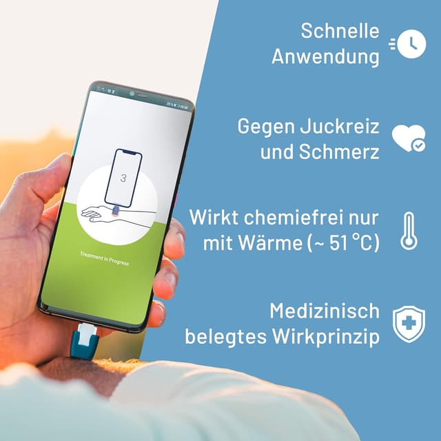 Detalle de heat it Smartphone-Stichheiler: chemiefreie Wärmebehandlung gegen Juckreiz & Schmerz